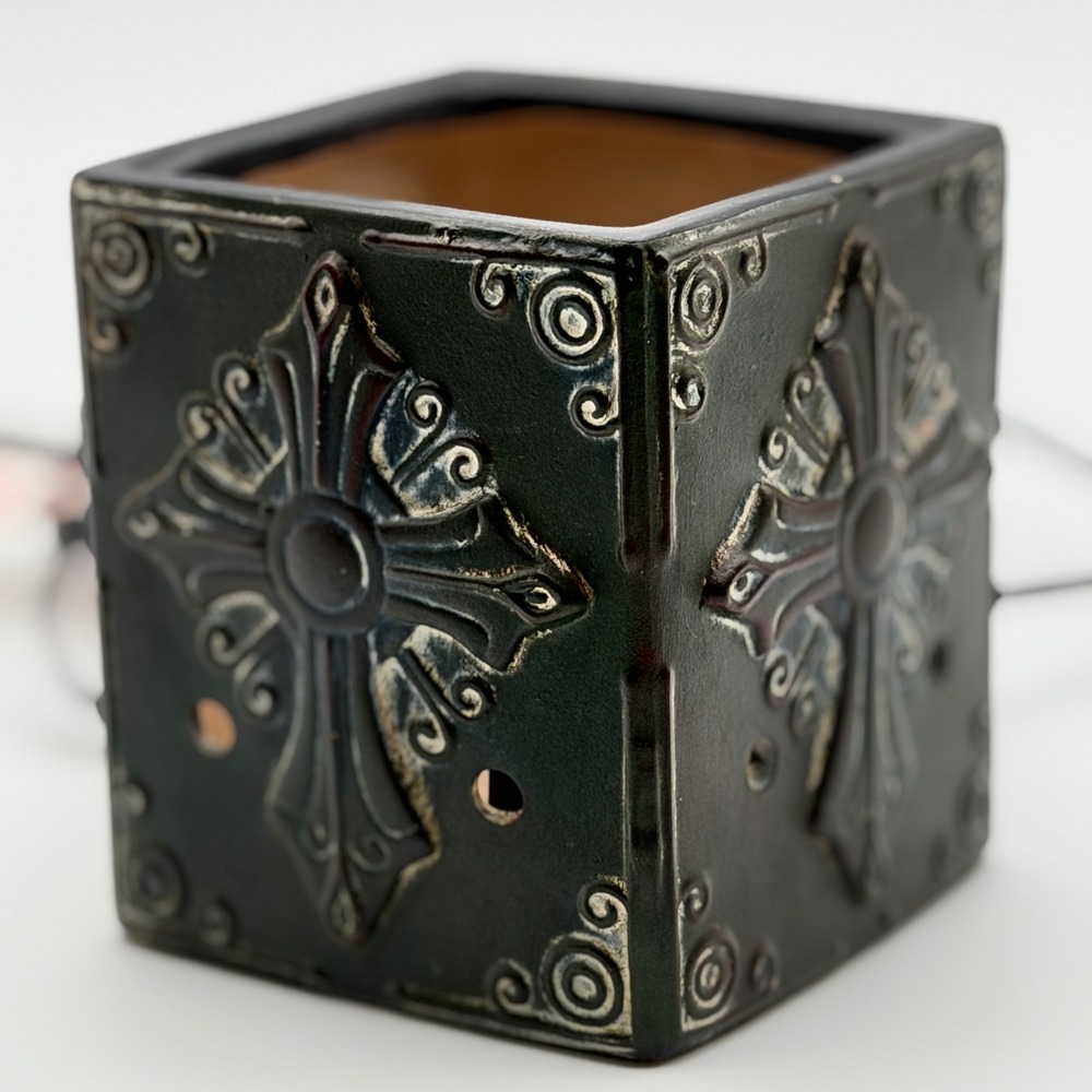 Scentsy Gothic Cross Electric Wax Warmer 19262 Dark Bronze‎ Ceramic 25W Square